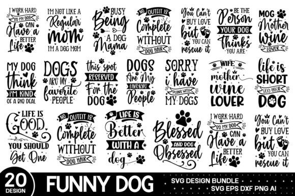 Funny Dog Svg Bundle , Funny Svg Bundle Graphics and Crafts